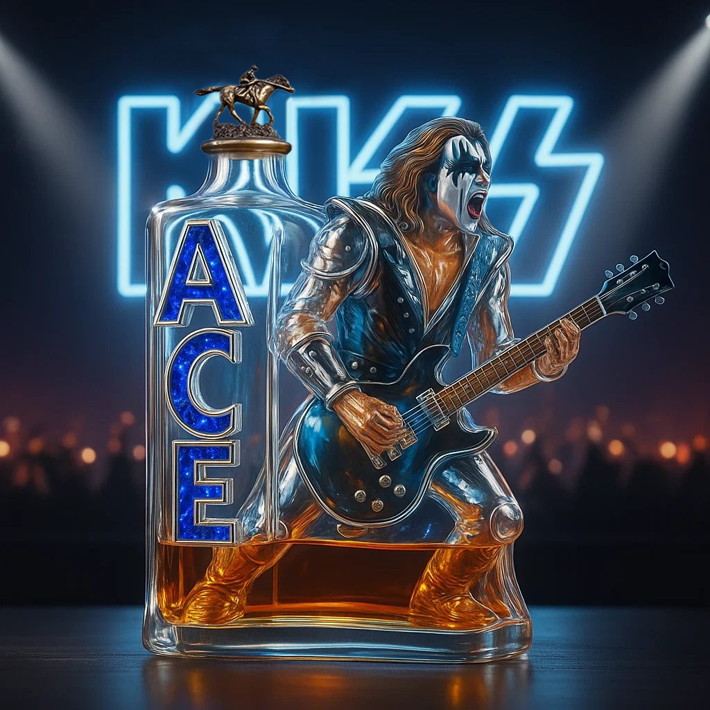 Kiss-Ace Frehley Memorial Whiskey Bottle