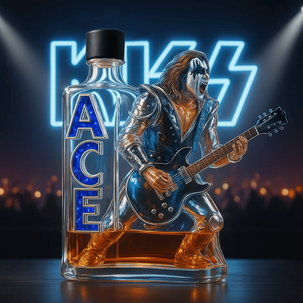 Kiss-Ace Frehley Memorial Whiskey Bottle