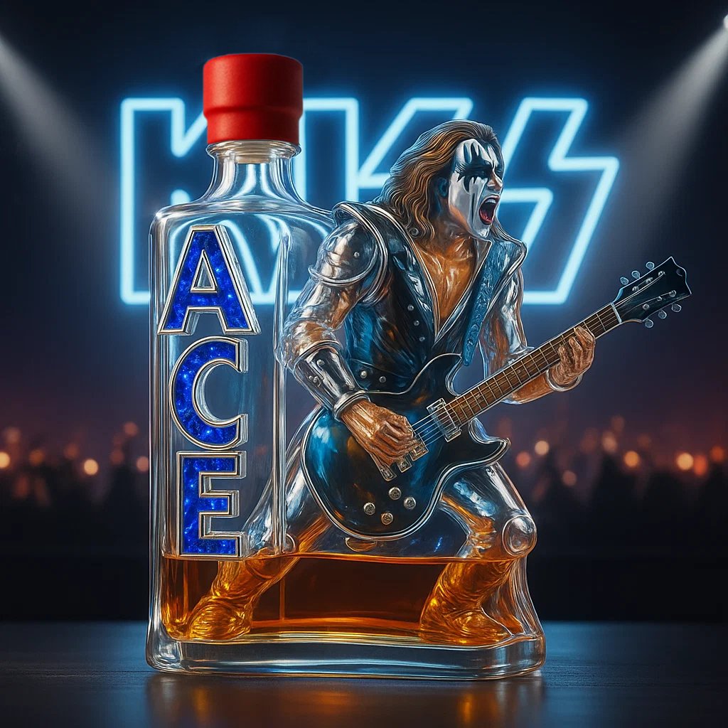 Kiss-Ace Frehley Memorial Whiskey Bottle