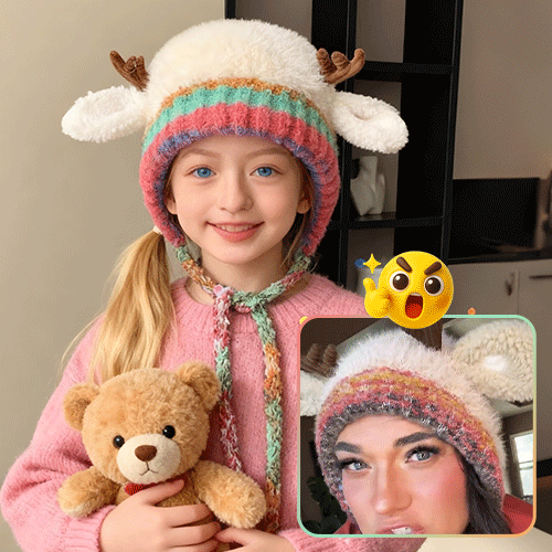 🎄🦌Cute Antler Plush Beanie