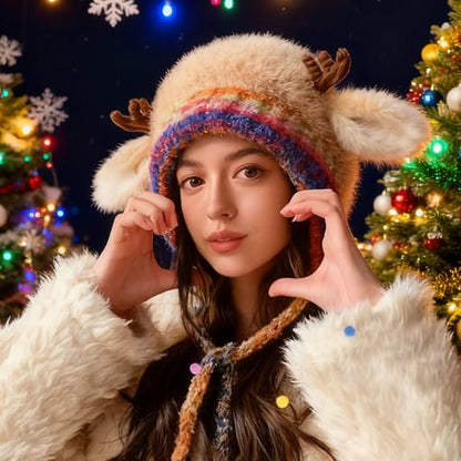 🎄🦌Cute Antler Plush Beanie