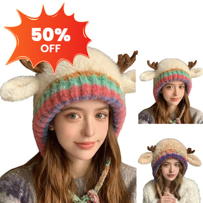 🎄🦌Cute Antler Plush Beanie